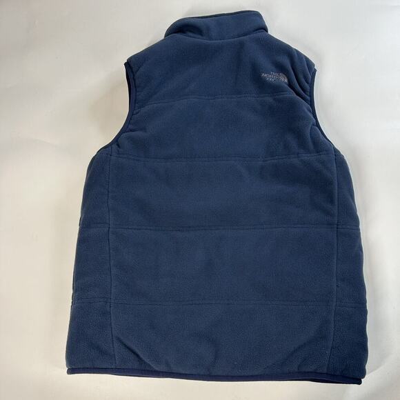 The North Face Boys Reversible Vest Red Navy Large 14/16 Nylon Fleece Pockets - Picture 11 of 11